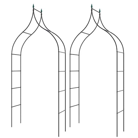 Costway 4.1ft. x 1.3ft. x 9.5ft. Garden Arbor with Multiple Side Crossbars Powder-Coated Metal Tubes
